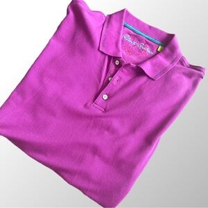 Robert Graham Polo Shirt Men’s XL in Bright  Purple Paisley Embroidery on Collar